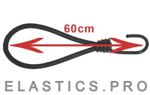 elastische lus 60cm zwart met spinhaak spiraalhaak